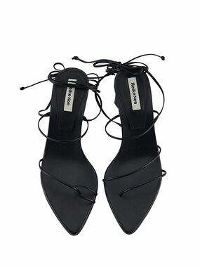 Reike Nen Odd Pair Black Leather Lace Up Minimalist Sandals
